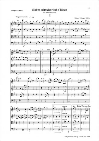 Sieben schweizerische Tänze für Streichquartett